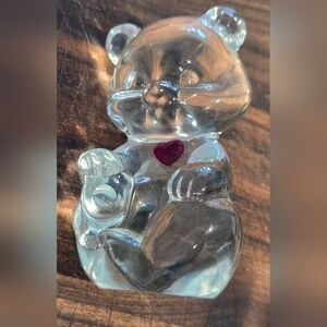 Fenton Birthstone Bear Art Glass Figurine Red Heart July Or January